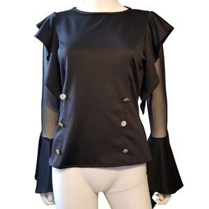 BLACK TOP WITH FLARE SLEEVES DESIGNED BY DOMINIO